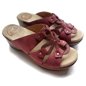 Dansko Red Leather Heeled Sandals